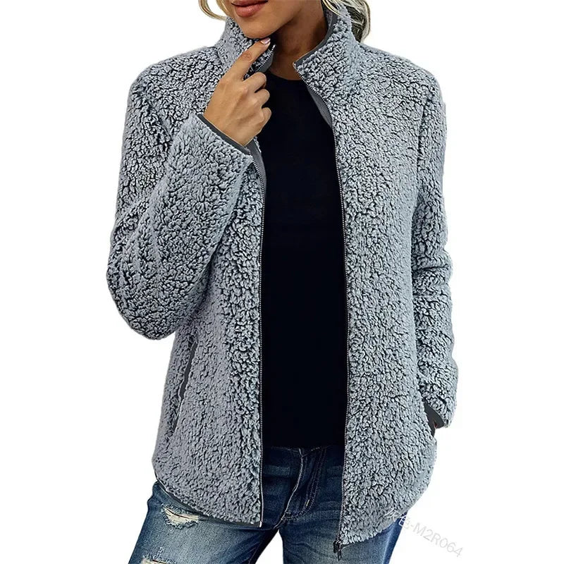 Yuna Veste Femme – Veste en Polaire Douce & Chaude au Style Décontracté et Élégant