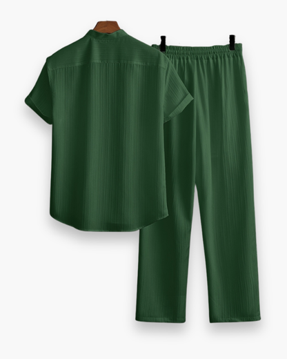 Josh Ensemble Homme Été – Chemise à Manches Courtes & Pantalon Léger et Décontracté