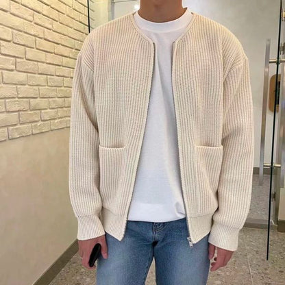Hans Cardigan Homme – Gilet Décontracté en Maille Côtelée avec Devant Ouvert & Poches Pratiques
