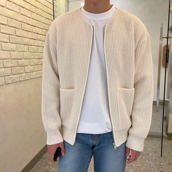 Hans Cardigan for Men – Casual Ribbed Knit Cardigan with Open Front & Practical Pockets