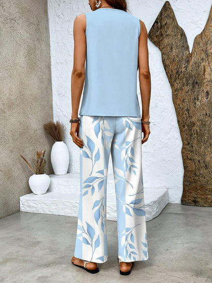 Ghislaine Ensemble Femme – Haut à Imprimé Floral Élégant & Pantalon avec Coupe Flatteuse et Confort