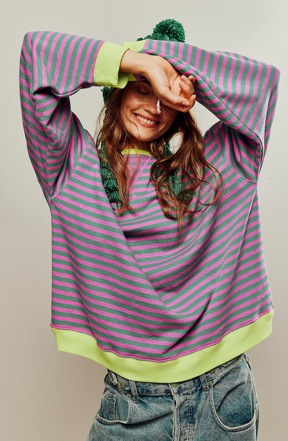 Mare Pull Femme Oversize – Sweat Rayé Confortable & Casual au Style Moderne
