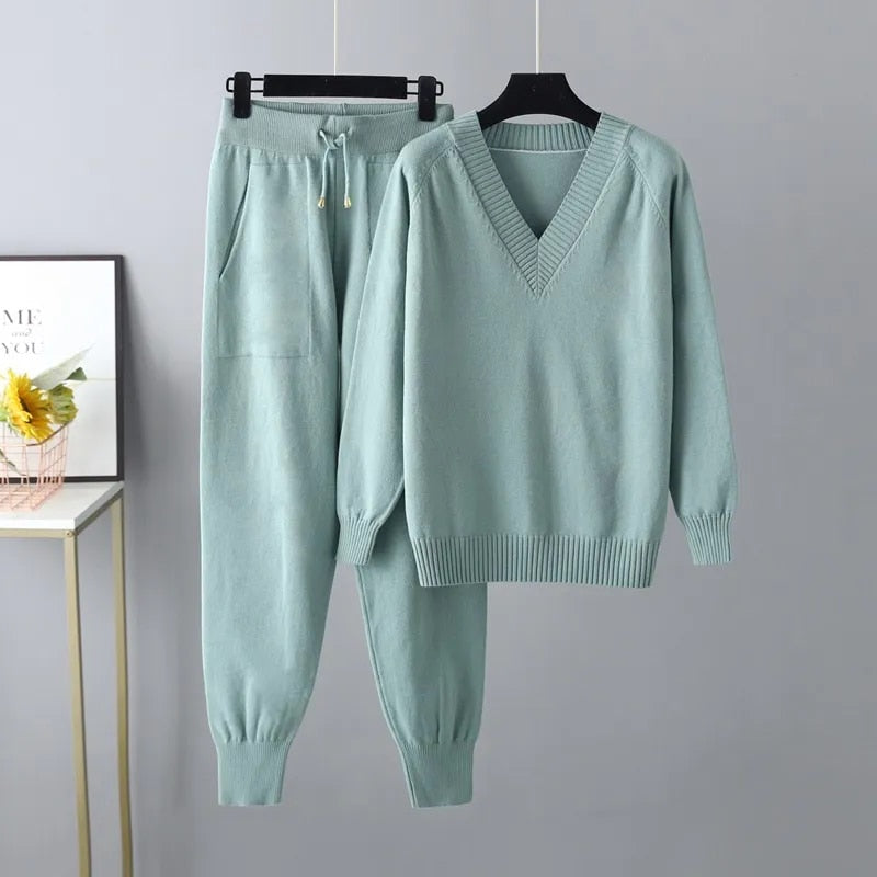 Margot Ensemble Femme – Pull & Pantalon en Maille Premium, Style Chic & Confort Élégant
