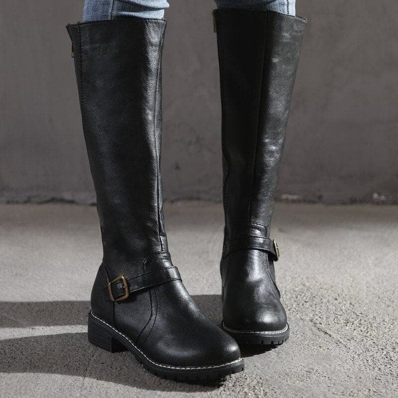 Megan Bottes Hautes Femme – Talon Bloc Confortable & Bout Rond Élégant