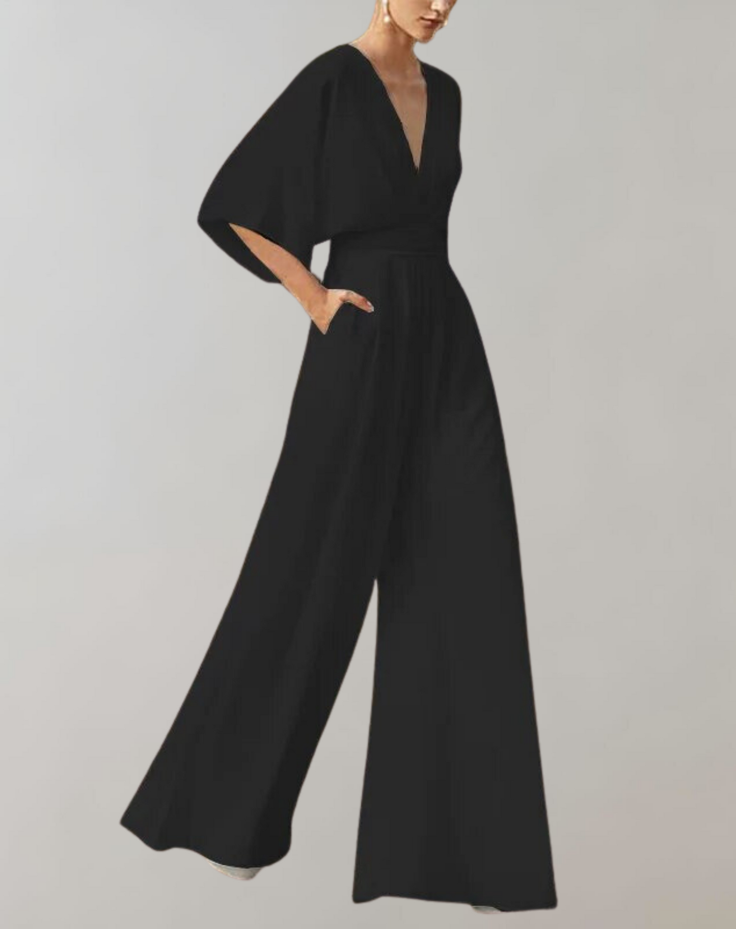 Suzette Women's Jumpsuit – Elegant Jumpsuit with Deep V-Neck & Wide Legs for a Refined Look