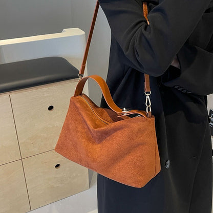 Maëlle Sac à Épaule Femme – Sac Suède Élégant avec Anse Similicuir & Grand Compartiment