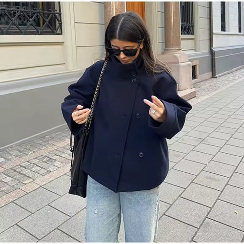 Elise Manteau Court Femme – Élégant, Confortable et Polyvalent à Double Boutonnage