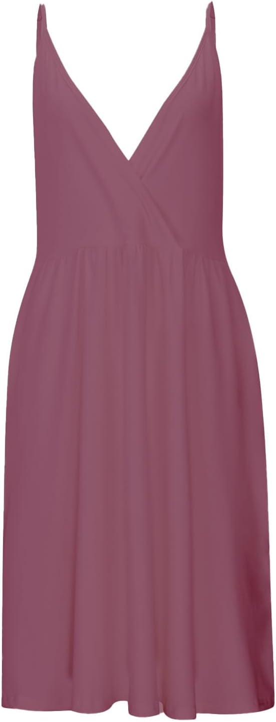 Chloe Women's Dress – Elegant Satin Mini Dress with V-Neck, Thin Straps, and Pockets for Evening Wear