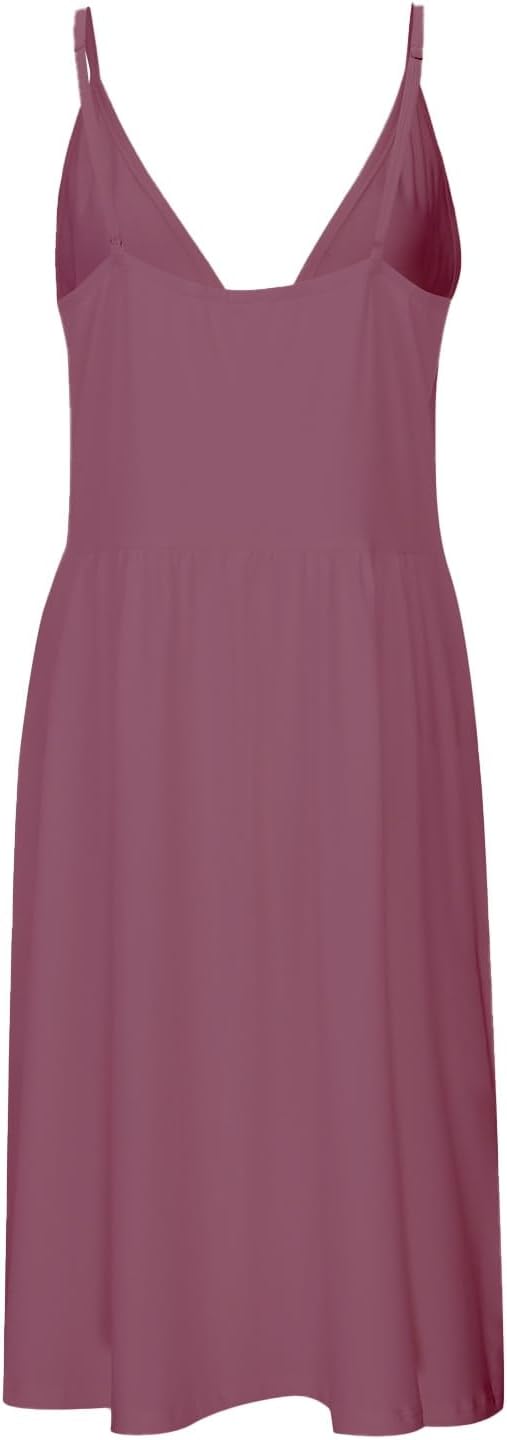 Chloe Women's Dress – Elegant Satin Mini Dress with V-Neck, Thin Straps, and Pockets for Evening Wear