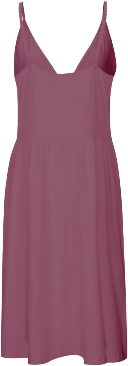 Chloe Women's Dress – Elegant Satin Mini Dress with V-Neck, Thin Straps, and Pockets for Evening Wear