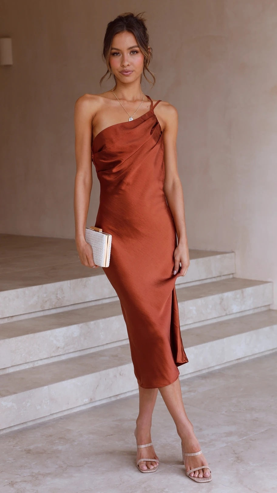 Noemie Robe Mi-Longue Femme – Robe Cintrée à Lacets au Dos & Jupe Évasée Élégante