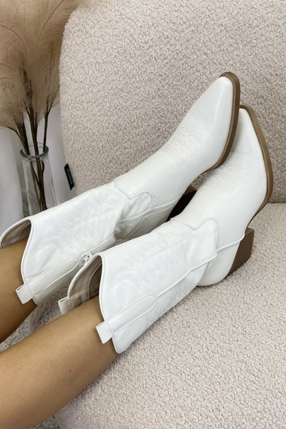 Leona Bottes Cowboy Femme – Bottes Western Hautes avec Bout Pointu & Similicuir Durable