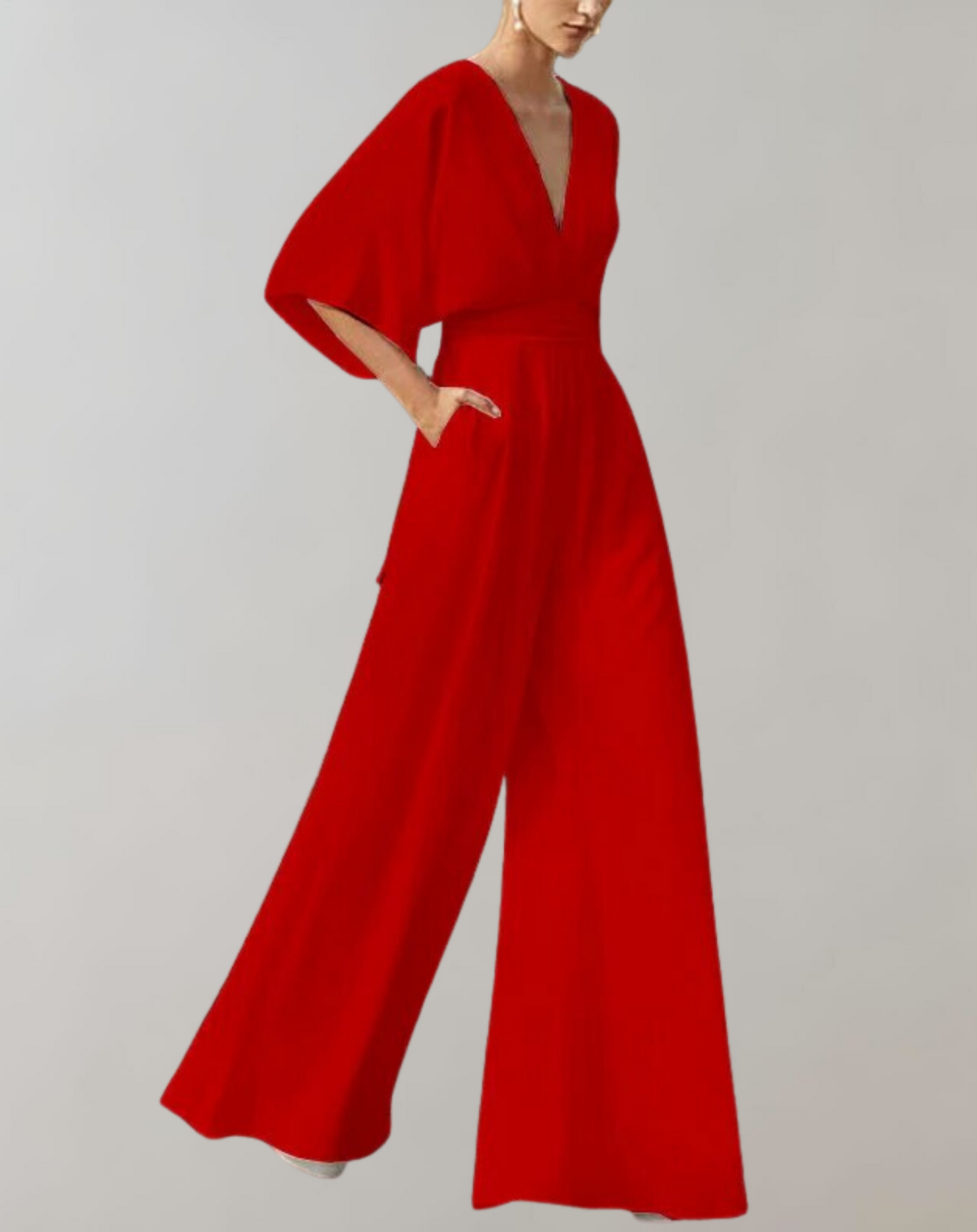 Suzette Women's Jumpsuit – Elegant Jumpsuit with Deep V-Neck & Wide Legs for a Refined Look