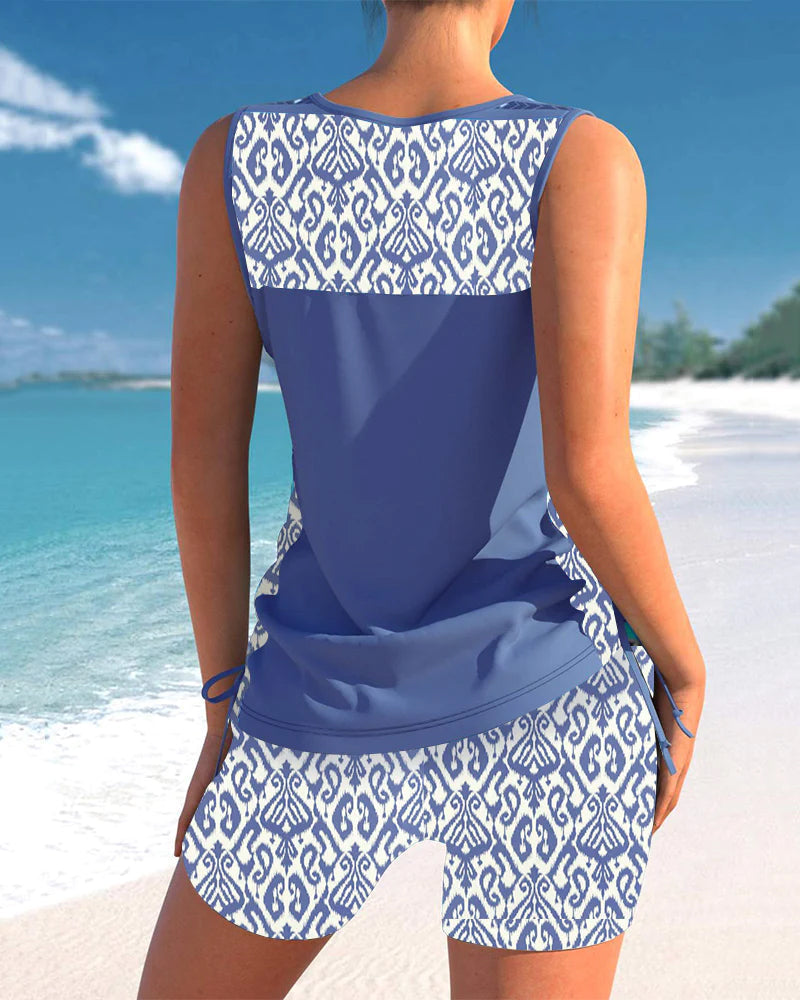 Bienna Tankini for Women – Geometric Design with Full Coverage & Comfortable Fit