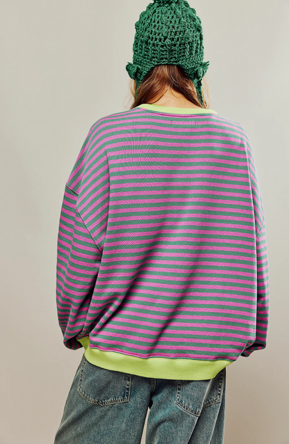 Mare Pull Femme Oversize – Sweat Rayé Confortable & Casual au Style Moderne