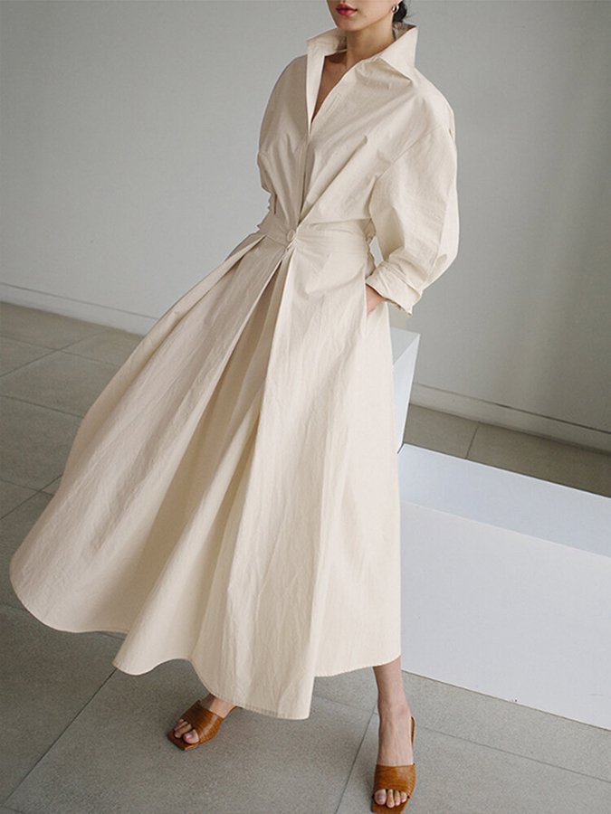 Lucie Robe Midi Femme – Coupe flatteuse avec boutons et design léger & intemporel
