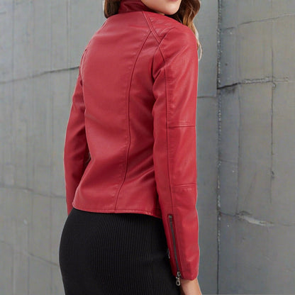 Diana Veste Femme en Cuir – Élégante Coupe Régulière avec Poches Zippées & Fermeture Éclair