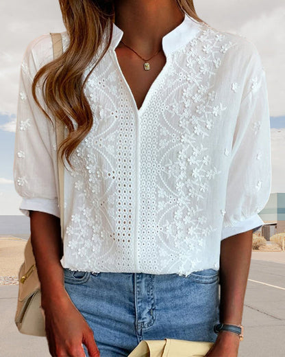 Emelia Blouse Femme – Haut Élégant avec Manches Bouffantes & Coupe Confortable
