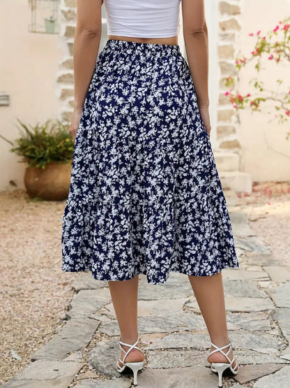 Jupe Fleurie Femme Zia – Coupe Évasée en A avec Poches, Légère pour le Printemps & l'Été
