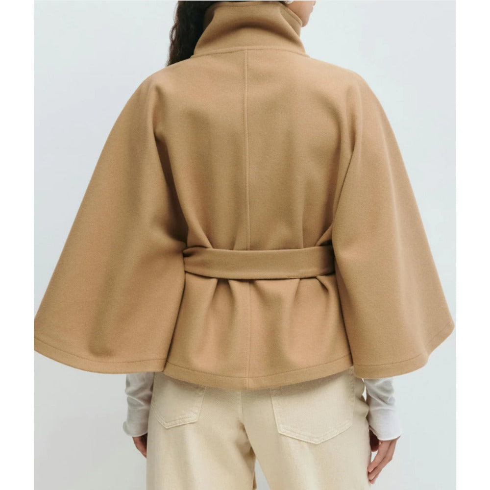 Charlotte Cape Coat for Women – High Collar & Adjustable Belt for Winter Elegance and Warmth