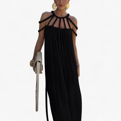 Linette Robe Longue Femme – Élégante Robe Maxi Fluide avec Coupe Droite et Style Polyvalent
