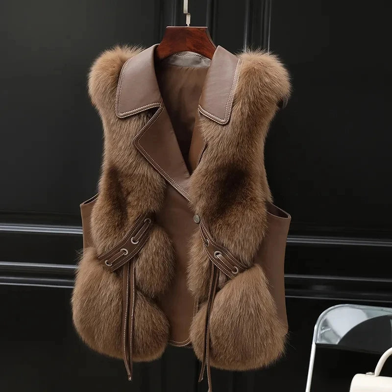 Dilara Women's Faux Fur Gilet – Elegant Design with Adjustable Fit & Soft Lining