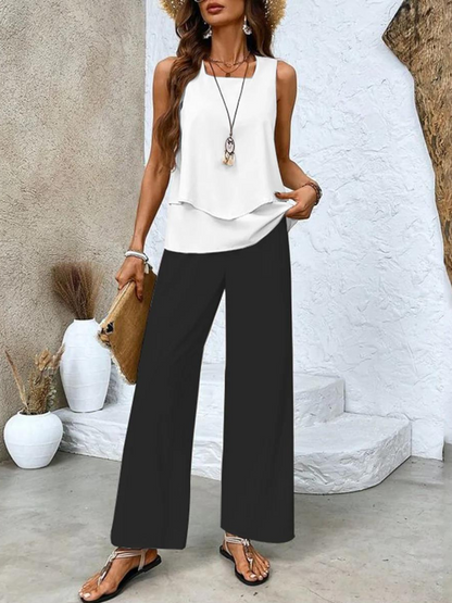 Ghislaine Ensemble Femme – Haut à Imprimé Floral Élégant & Pantalon avec Coupe Flatteuse et Confort