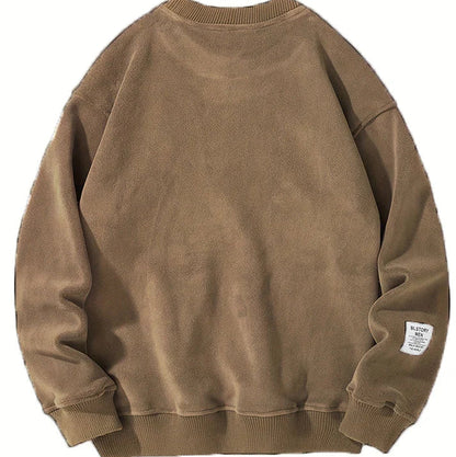 Casual Round Neck Sweater with Embroidered Letters for Men