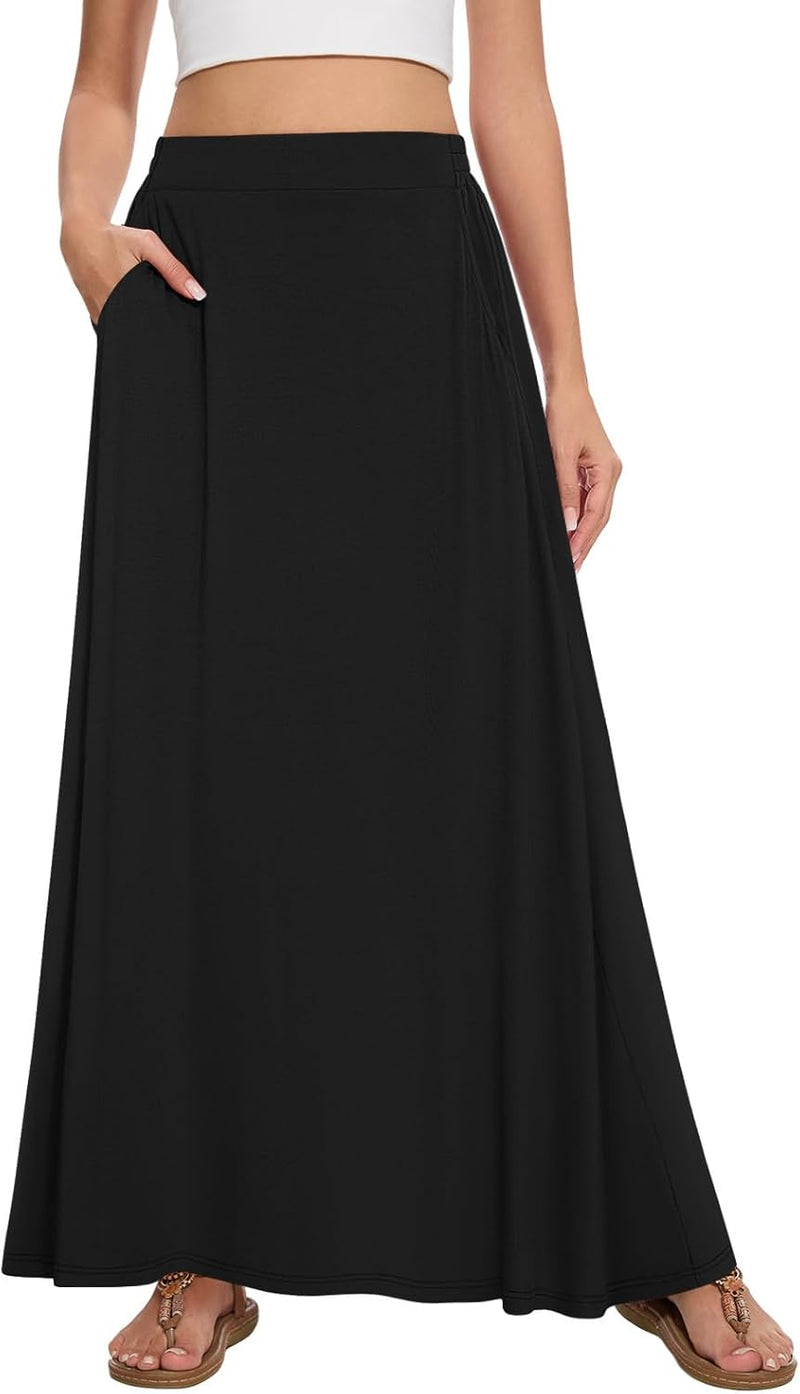 Nina Maxi Skirt for Women – High-Waisted Fluid A-Line Skirt with Pockets for Summer