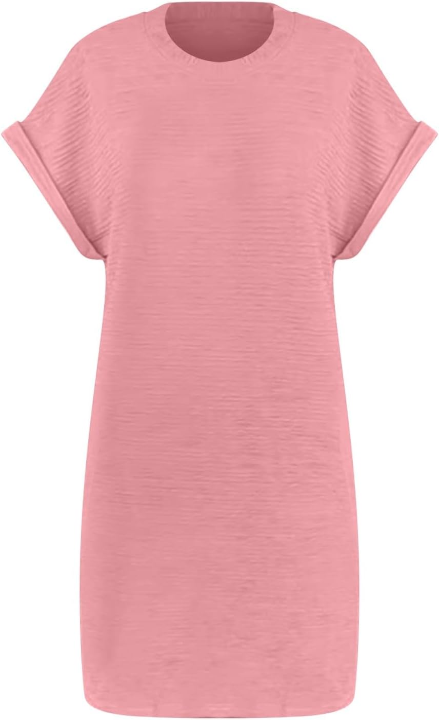 Chloé Women's Dress – Mini Dress with Round Neck, High Waist, Short Sleeves, and Pockets