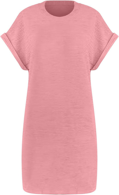 Chloé Women's Dress – Mini Dress with Round Neck, High Waist, Short Sleeves, and Pockets