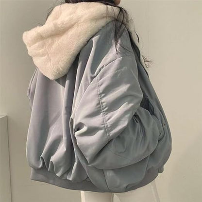 Daniela Veste Teddy Oversize Femme – Bomber Doux Réversible avec Poches & Style Streetwear