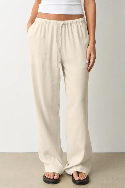 Zyrill Women's Linen Palazzo Pants – Wide Fit, Elastic Waist, Lightweight Summer Chic