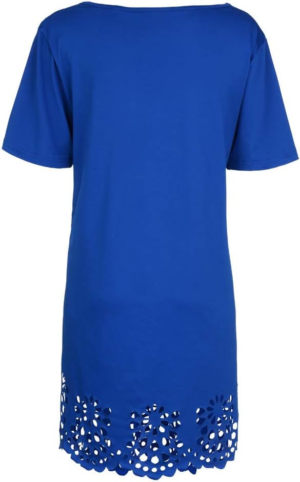 Emma Midi Dress for Women – Loose Dress with Round Neck and Short Sleeves