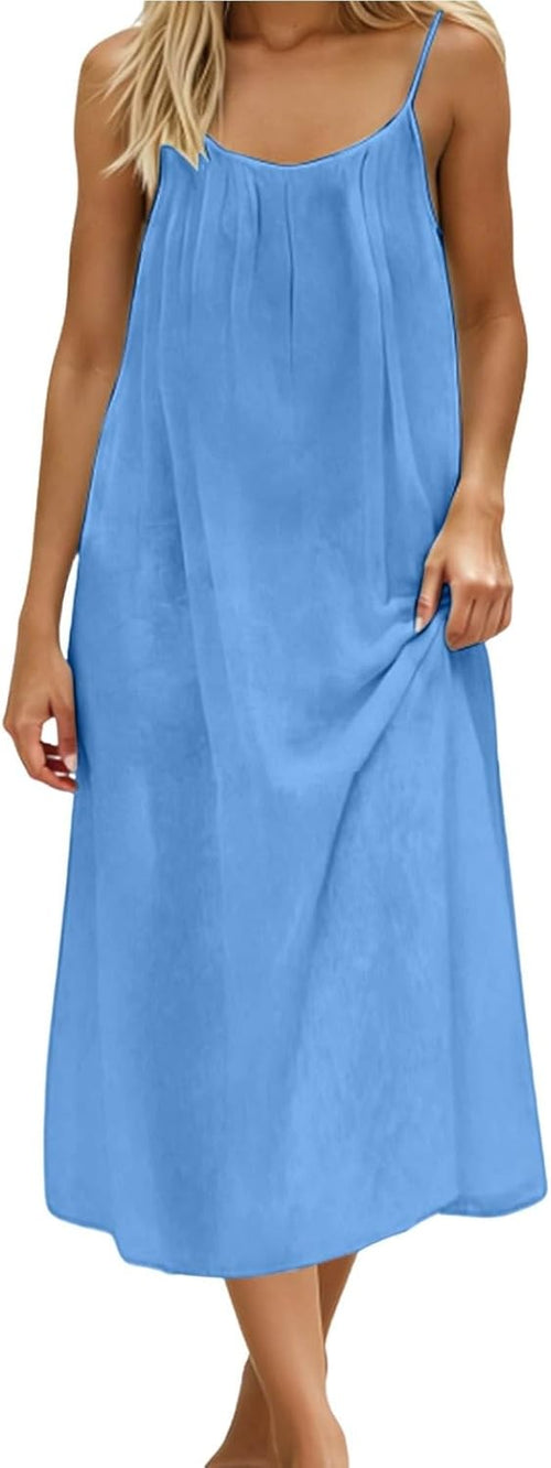 Noa Women's Dress – Maxi Backless Dress with Fine Straps, Flowing Cut, Elegant Summer Beach Wear