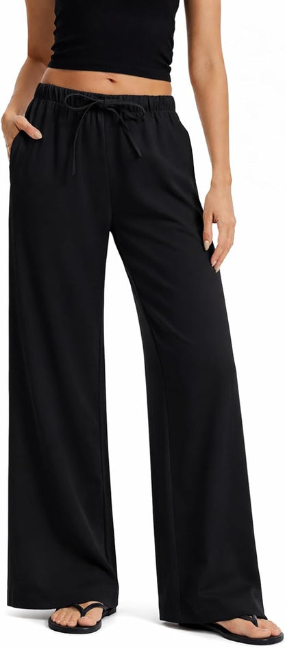 Clyde Women's Pants – High-Waisted Wide Leg Crepe Pants Without Pleats & Pockets