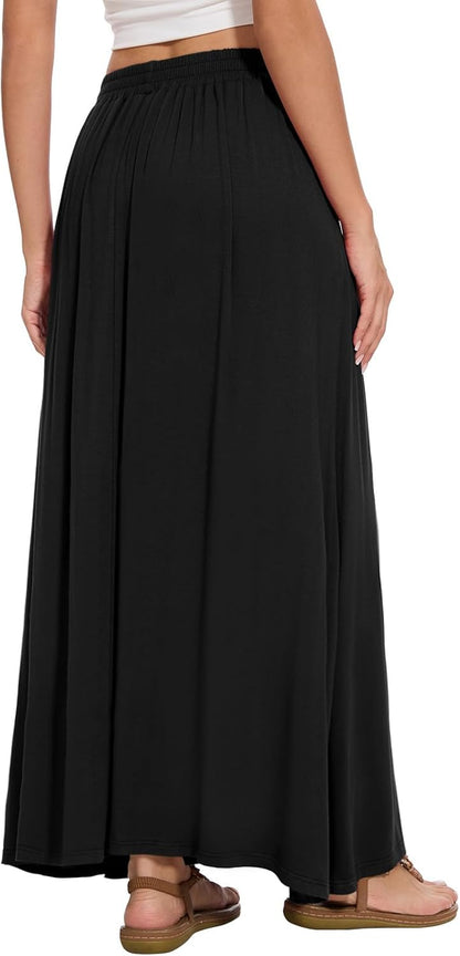 Nina Maxi Skirt for Women – High-Waisted Fluid A-Line Skirt with Pockets for Summer