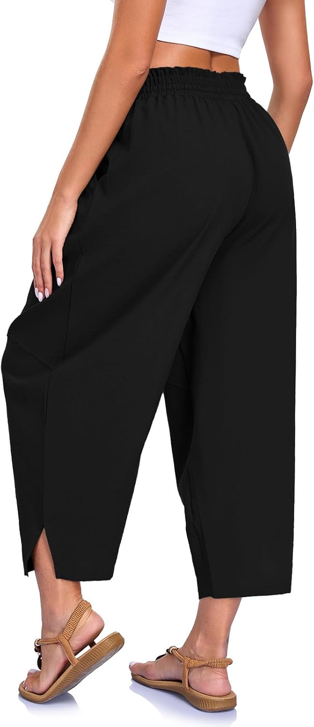 Crystal Women's Harem Pants – Wide Cut, High Elastic Waist, Light Casual