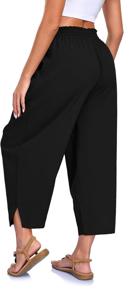 Crystal Women's Harem Pants – Wide Cut, High Elastic Waist, Light Casual