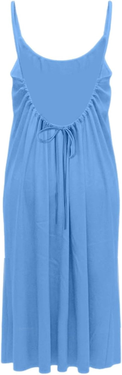 Noa Women's Dress – Maxi Backless Dress with Fine Straps, Flowing Cut, Elegant Summer Beach Wear