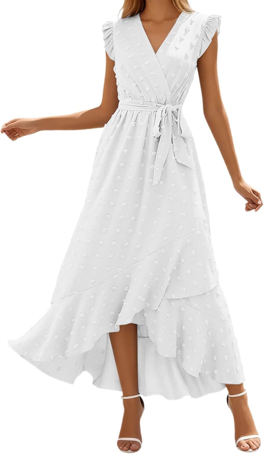 Luna Bohemian Dress for Women – Long Flowing Dress with V-Neck and Ruffled Sleeves