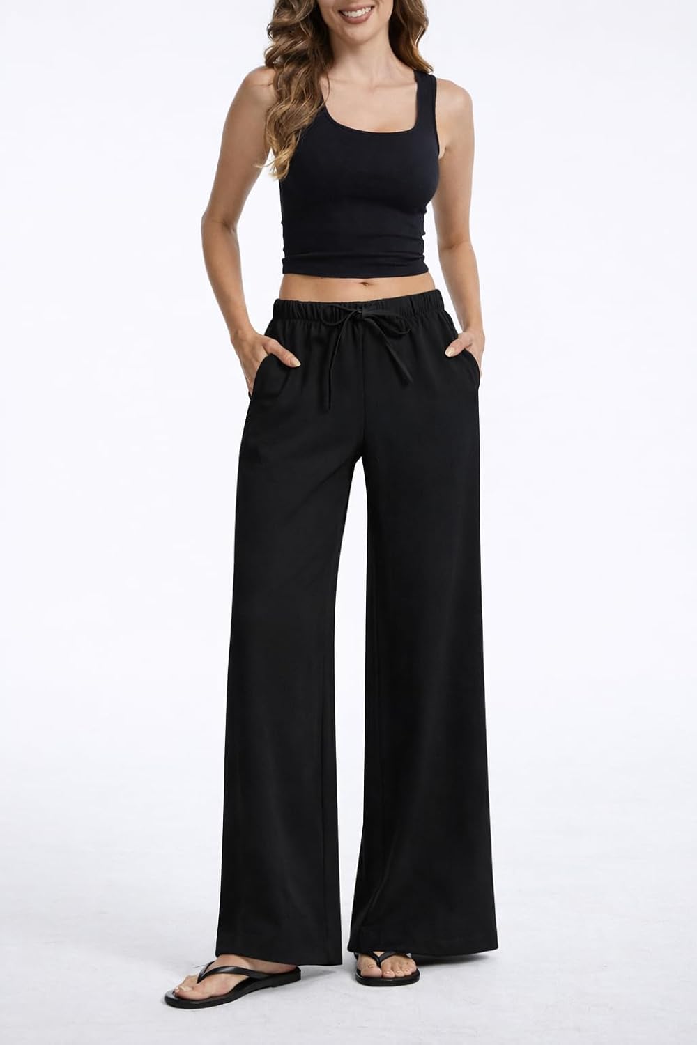 Clyde Women's Pants – High-Waisted Wide Leg Crepe Pants Without Pleats & Pockets
