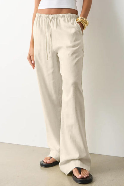 Zyrill Women's Linen Palazzo Pants – Wide Fit, Elastic Waist, Lightweight Summer Chic