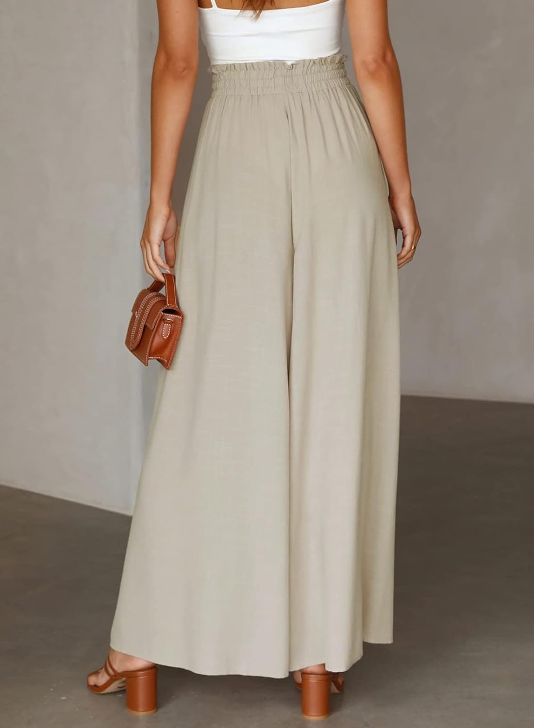 Jennalyn Women's Wide Leg Pants – High Waist Elastic, Flowing Cut, Casual Chic
