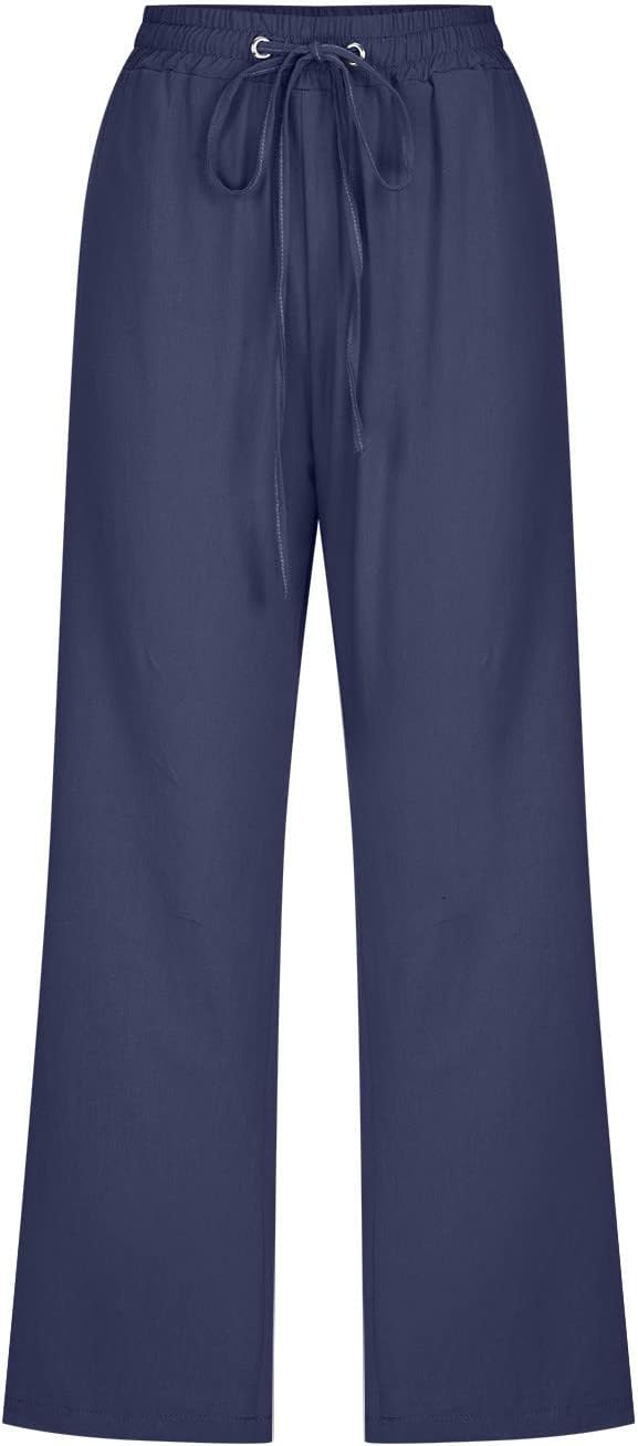 Vinia Women's Capri Linen Pants – Wide Cut, Elastic Waist, Light Chic Summer