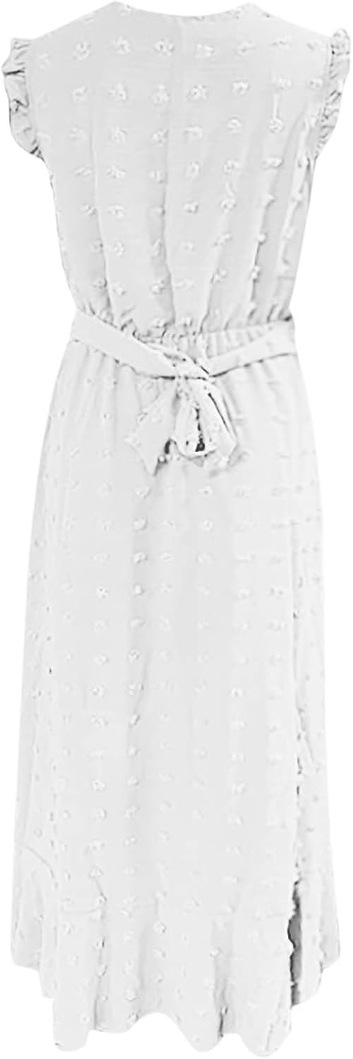 Luna Bohemian Dress for Women – Long Flowing Dress with V-Neck and Ruffled Sleeves