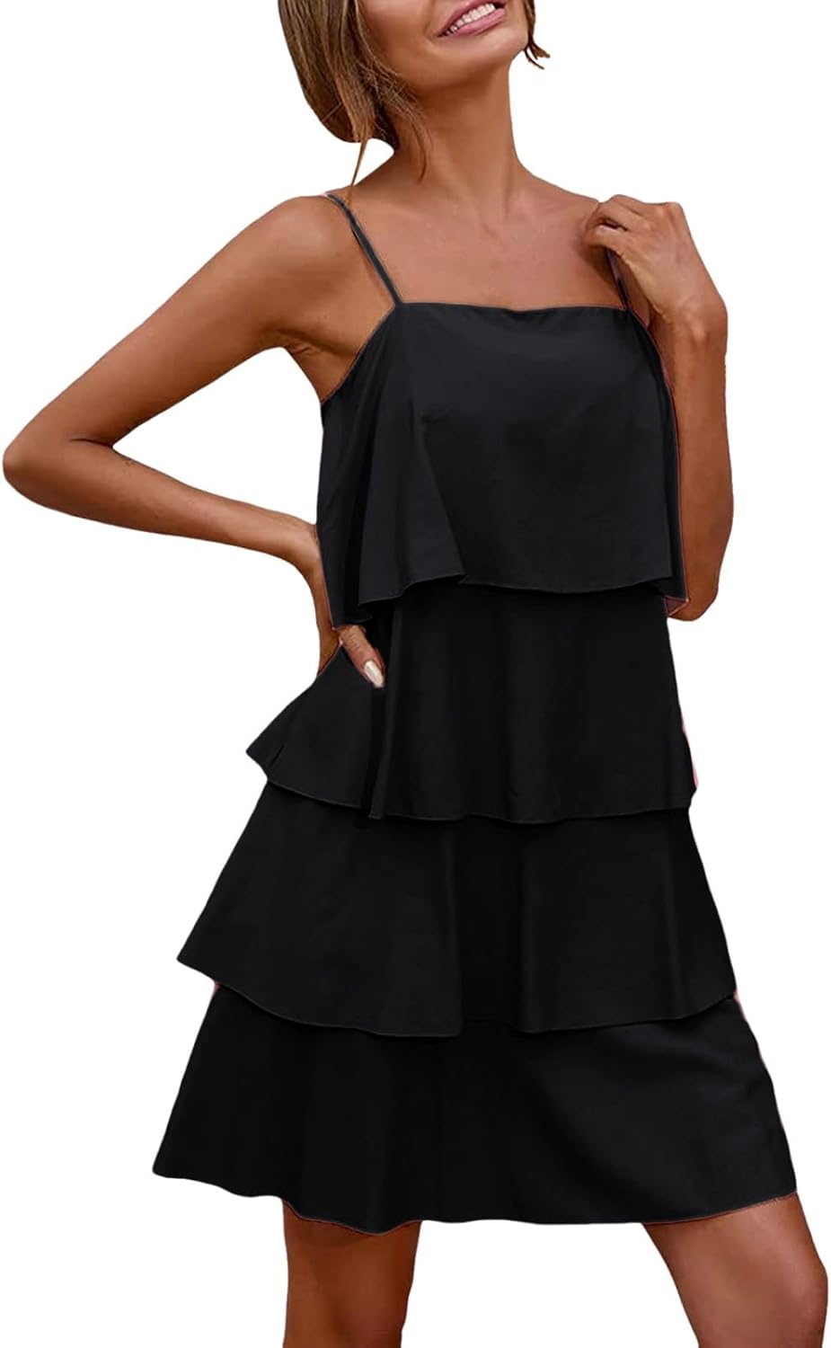 Camille Women's Dress – Maxi Dress with Ruffles, V-Neck, Sleeveless, Pleated Chiffon for Summer