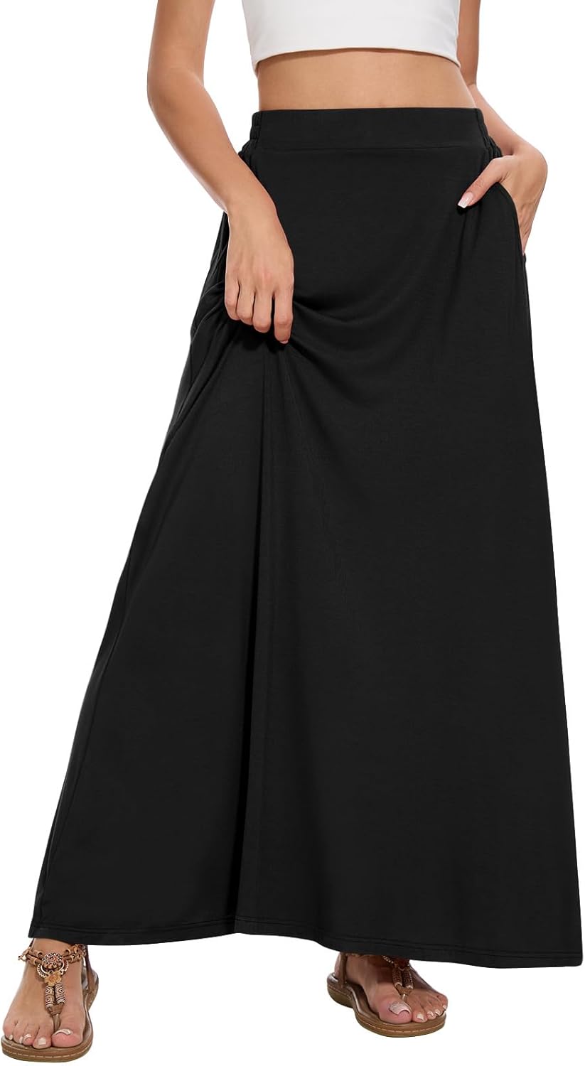 Nina Maxi Skirt for Women – High-Waisted Fluid A-Line Skirt with Pockets for Summer