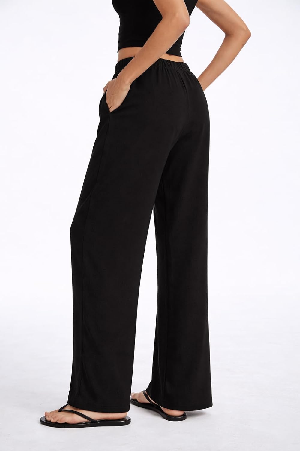 Clyde Women's Pants – High-Waisted Wide Leg Crepe Pants Without Pleats & Pockets
