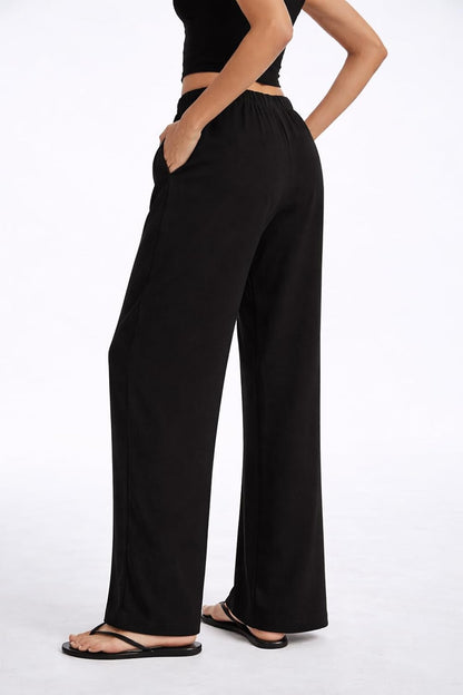 Clyde Women's Pants – High-Waisted Wide Leg Crepe Pants Without Pleats & Pockets